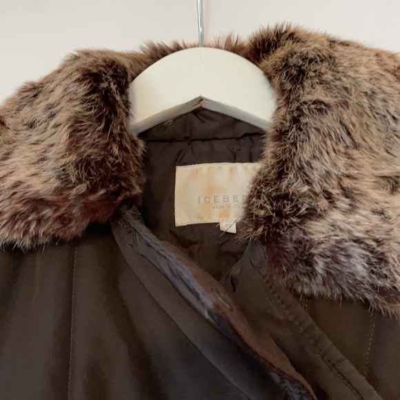 Iceberg brown down jacket with fur collar size 42 - Picture 5 of 7